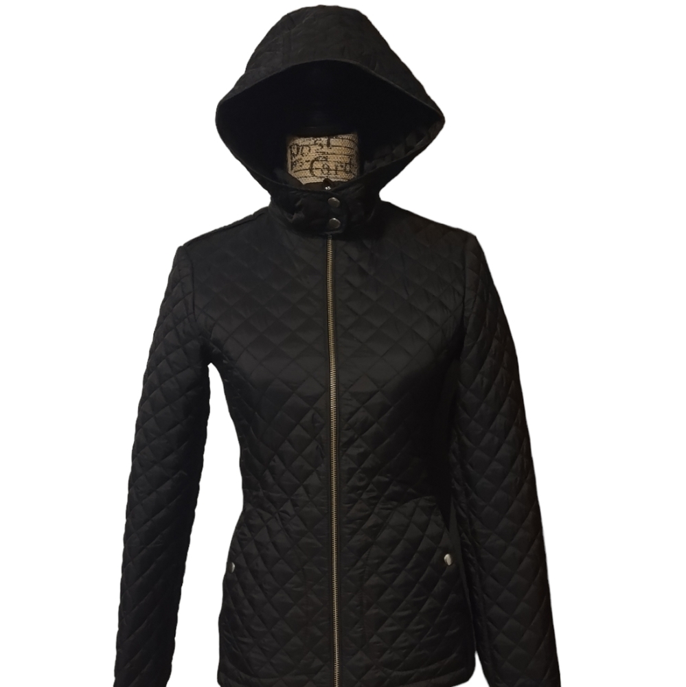 NWT Copper Key quilted black coat with detachable hood